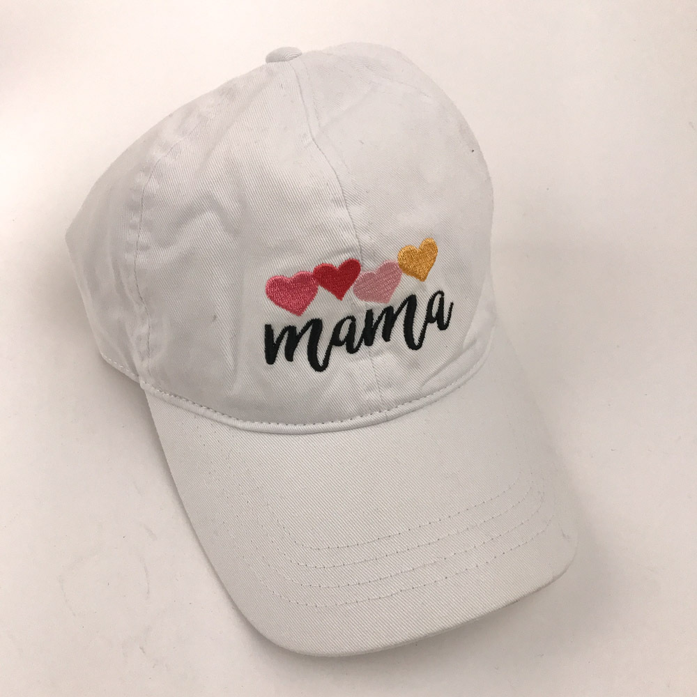 Four Hearts Mama white cotton hat